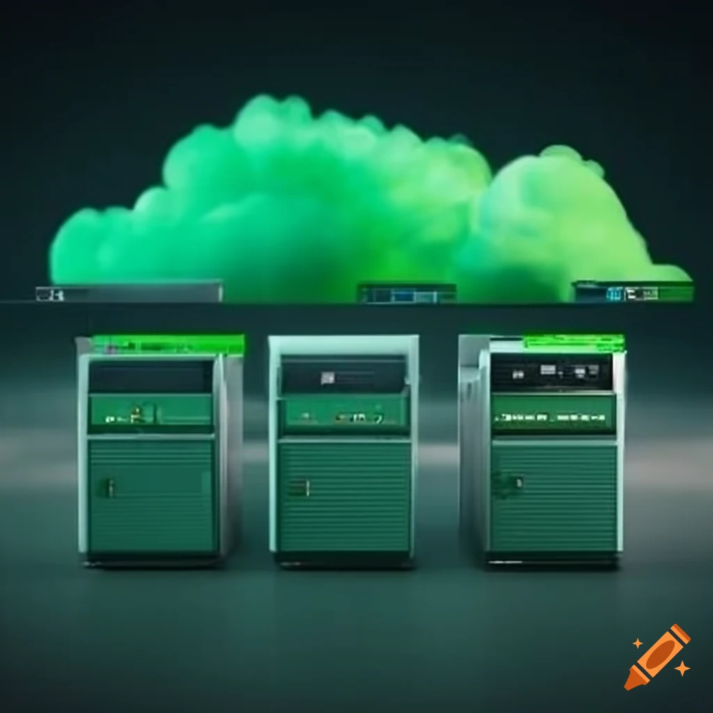 illustration of green cloud computing with a server