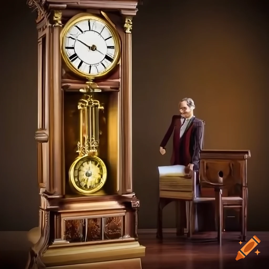 Decorative grandfather clock with moving pendulum on Craiyon