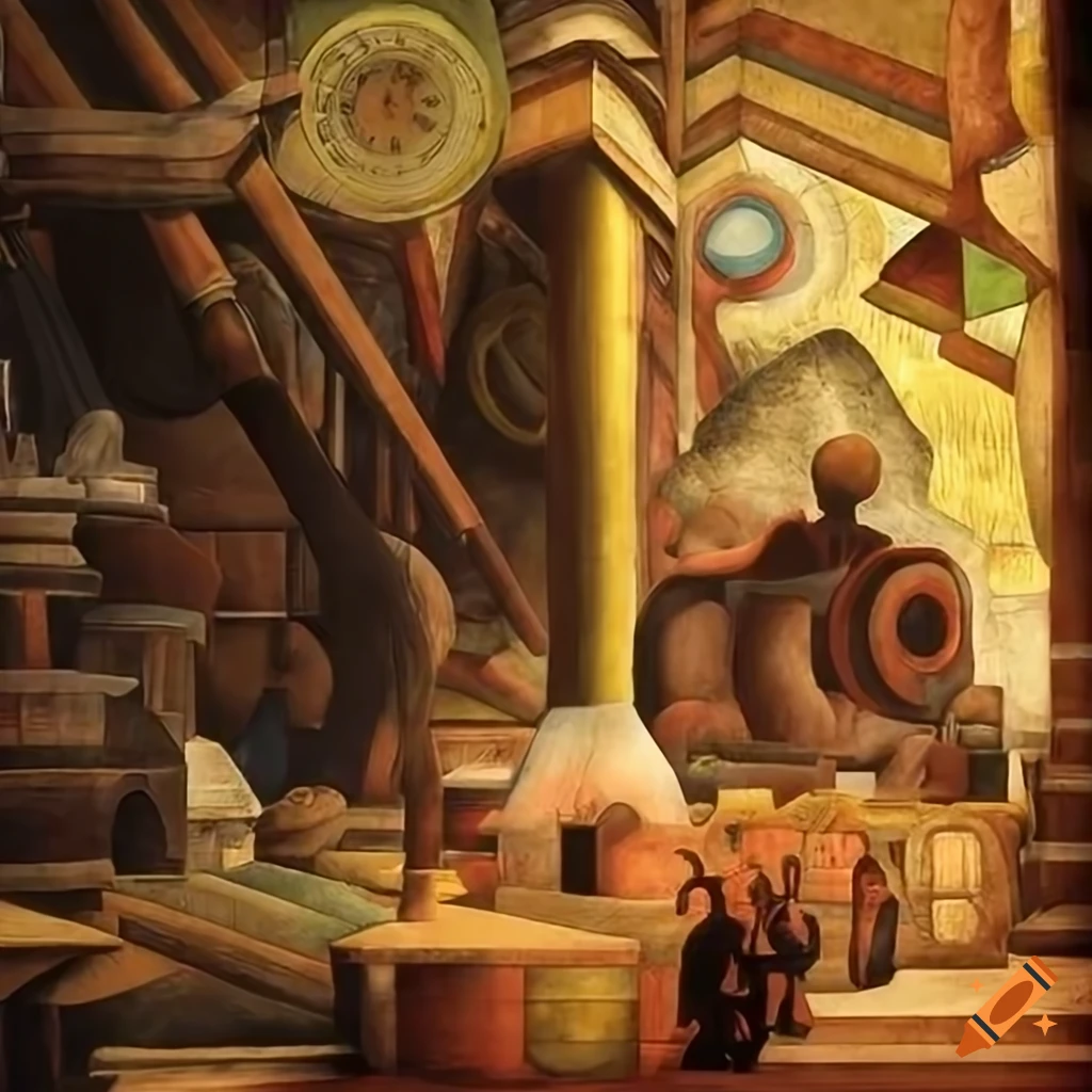 Detailed depiction of h.g. wells' time machine with diverse artistic ...