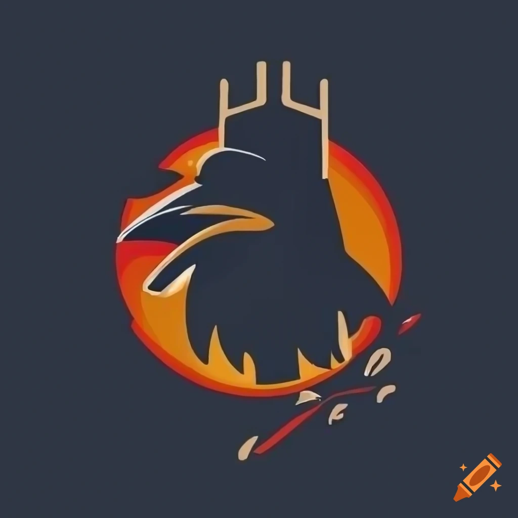 Logo of a black crow on a castle on Craiyon