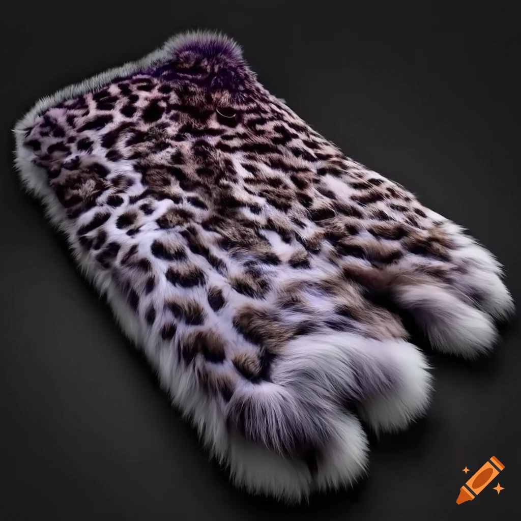 Luxurious silver and sapphire leopard print fox fur blanket on Craiyon