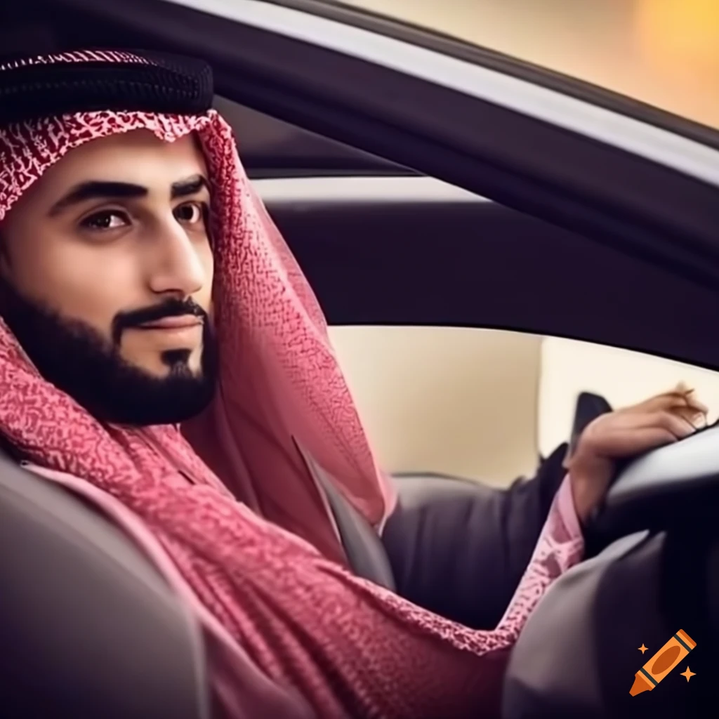 luxury car with a rich young arab man