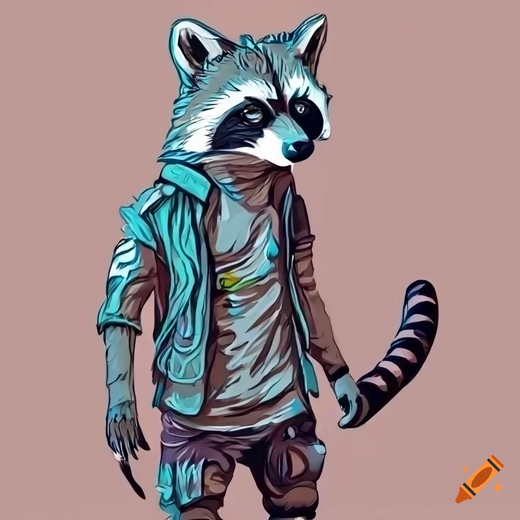 vector illustration of a cyberpunk raccoon