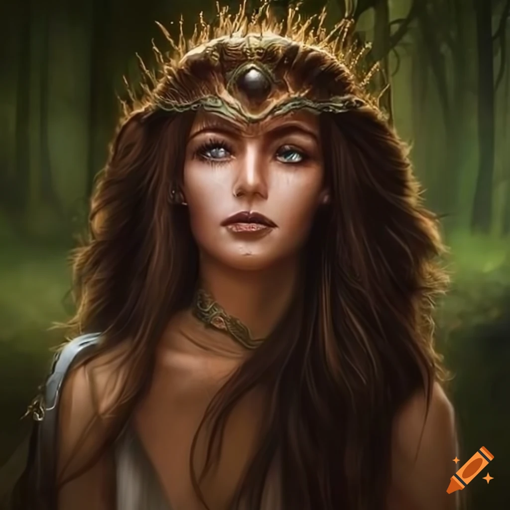 realistic portrait of a forest queen