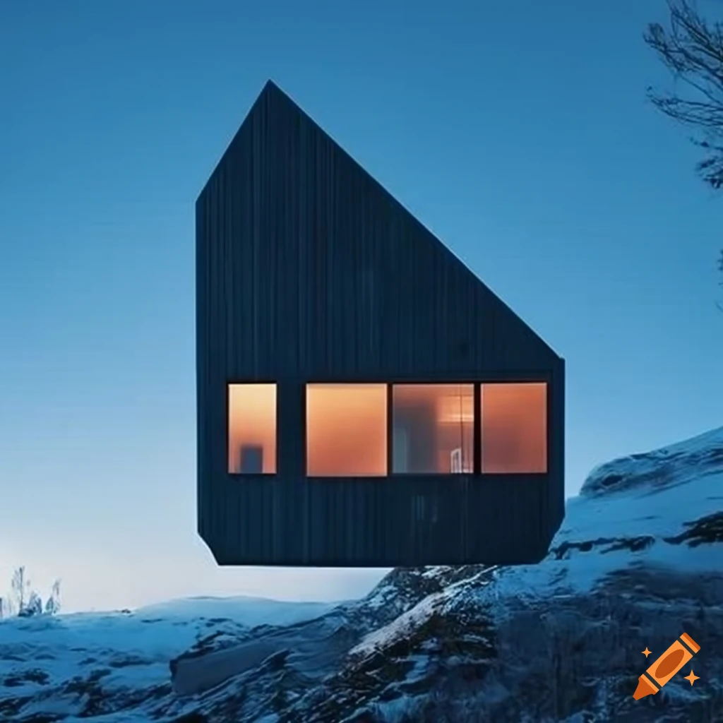 Norwegian minimalist tower cabin architecture on Craiyon