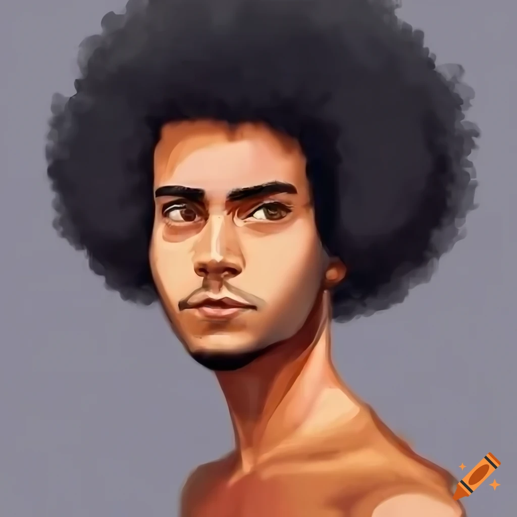 Portrait of a hispanic man with afro hairstyle on Craiyon