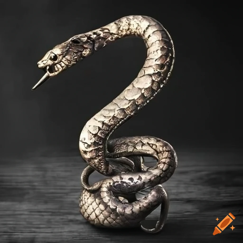 Medieval Metal Snake Sculpture With Numeral Symbols On Craiyon