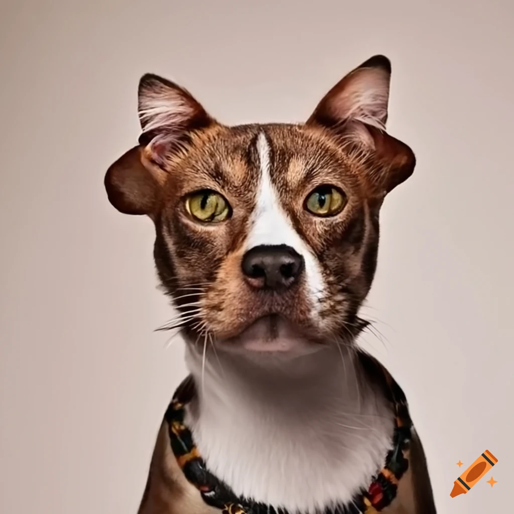 Animal face with a cat on the left and a dog on the right on Craiyon