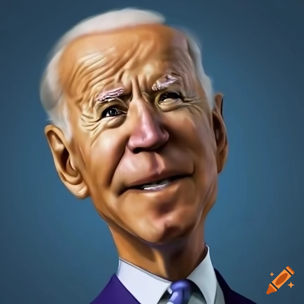 Caricature of joe biden with a confused expression on Craiyon
