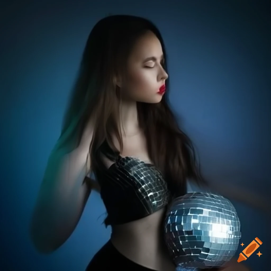 album cover with a girl and disco ball