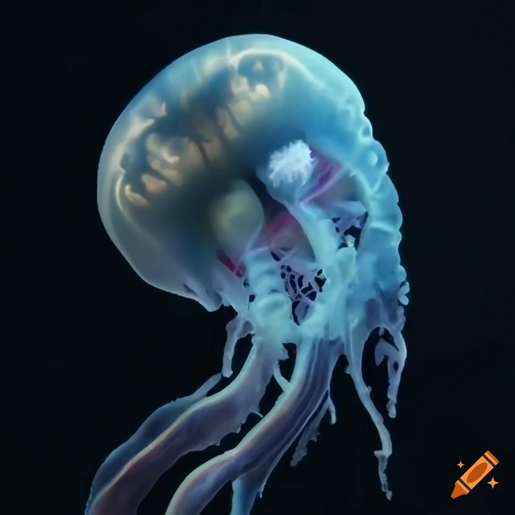 realistic brain with jellyfish-like features