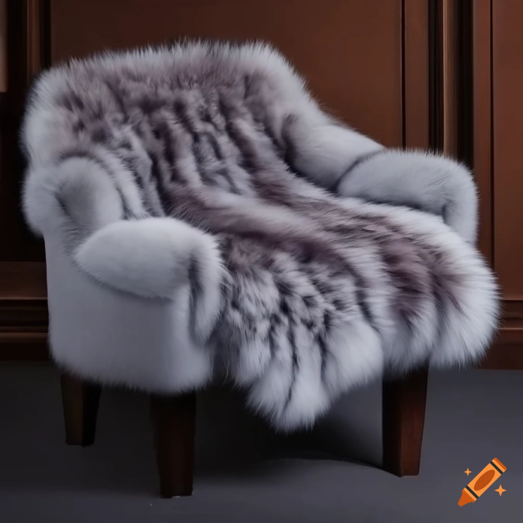 Luxurious silver and sapphire leopard print fox fur blanket