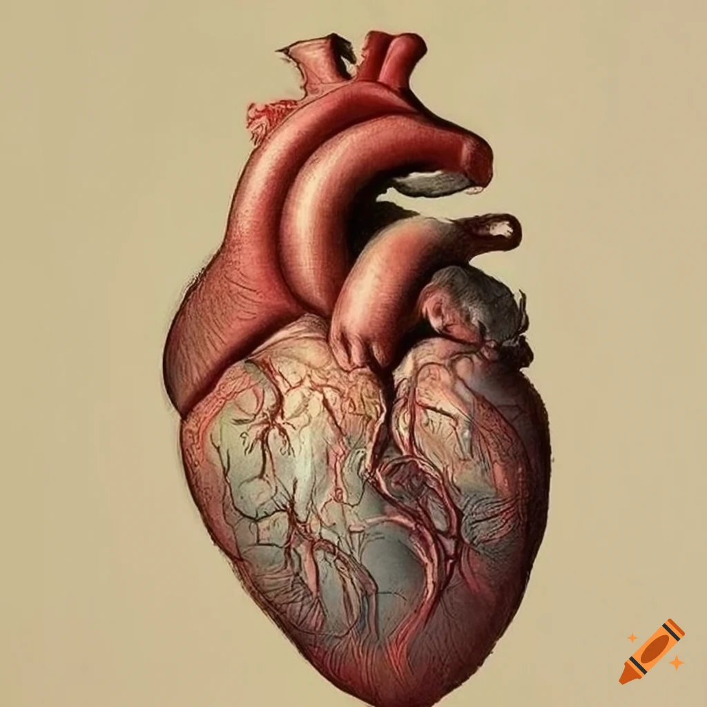 high-resolution anatomical heart illustration poster