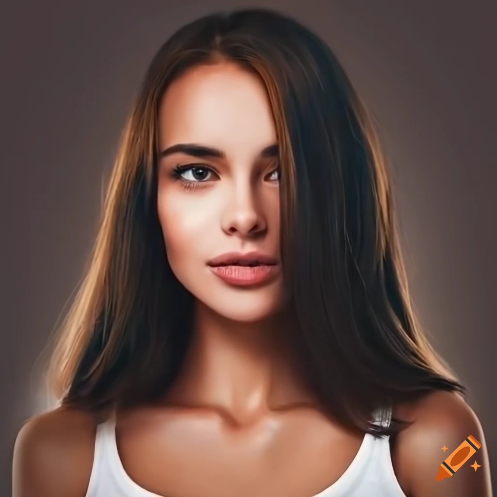 portrait of a beautiful young woman in a white tank-top