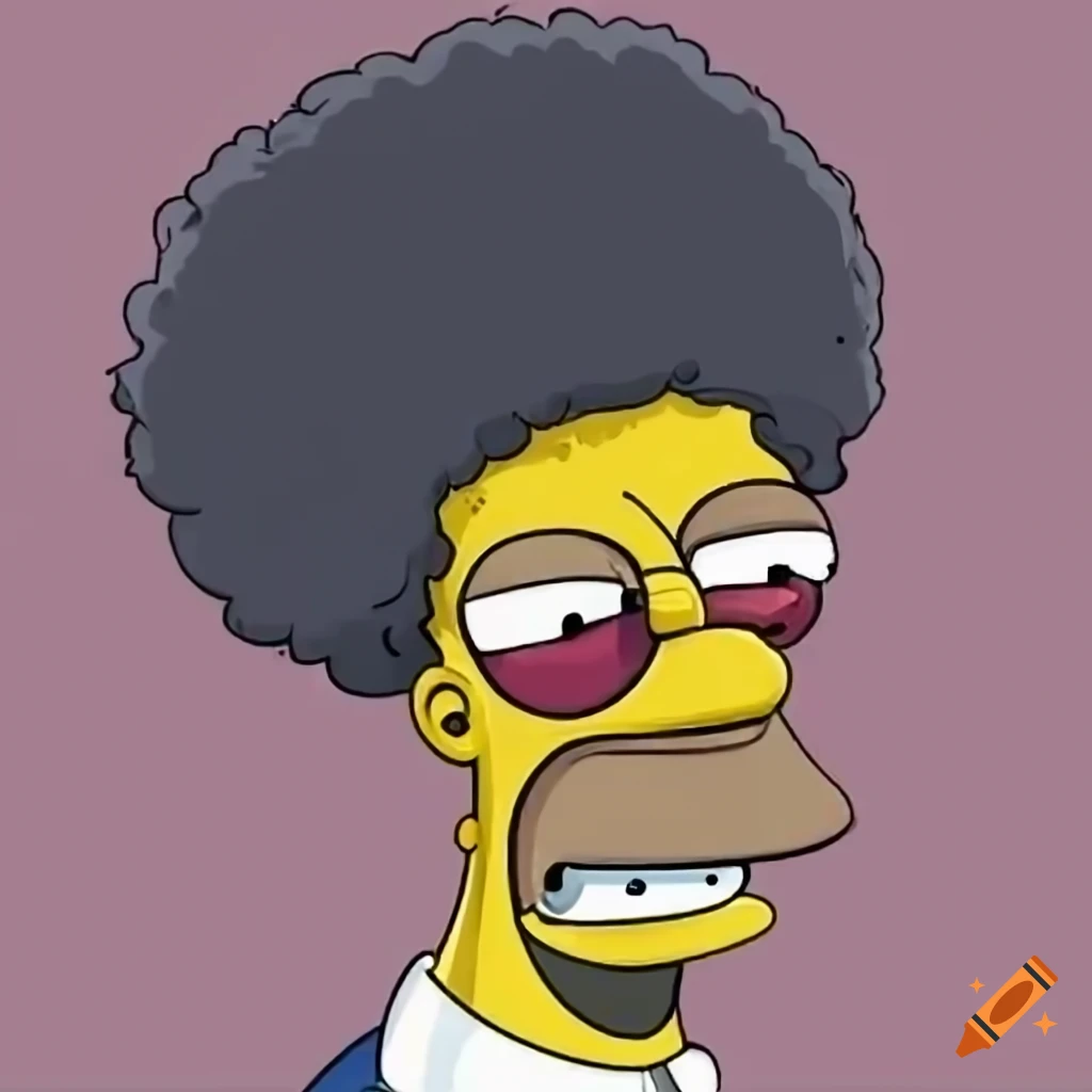 Cartoon character with afro hairstyle