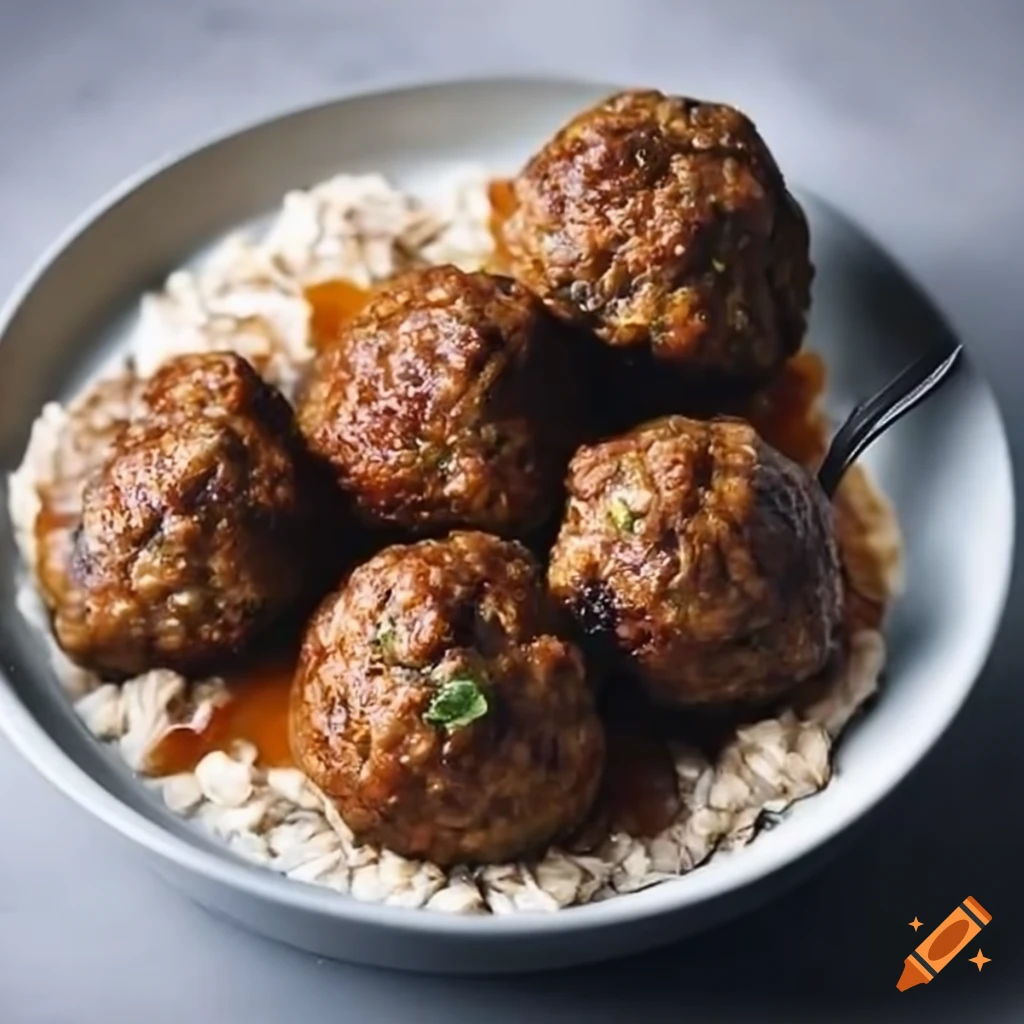Oatmeal and meatballs dish