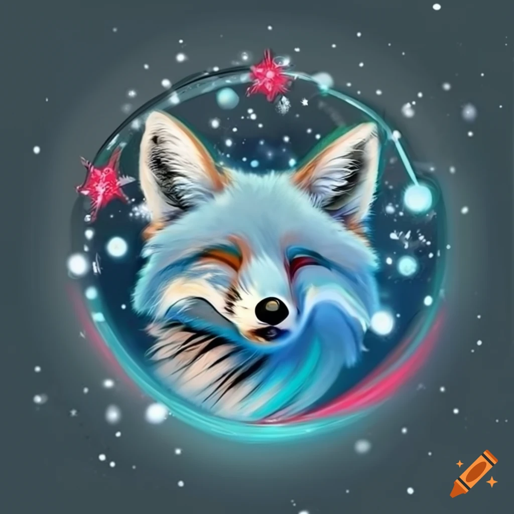 Christmas themed snow fox logo