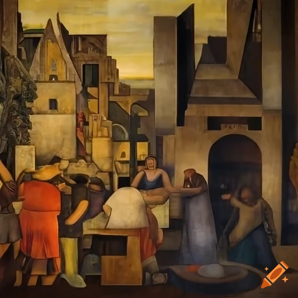 Diego Rivera's futuristic painting of "The Time Machine" on Craiyon