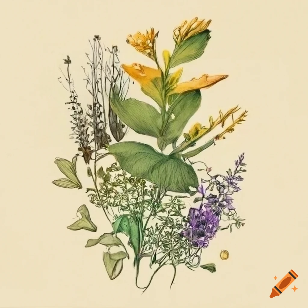 Vintage Medicinal Plant Drawing, Poster, Portrait, 2nd version or 3