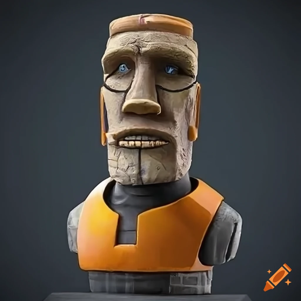 Moai statue of gordon freeman character from halflife on Craiyon