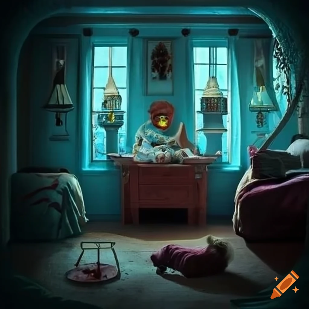 haunted bedroom with eerie atmosphere