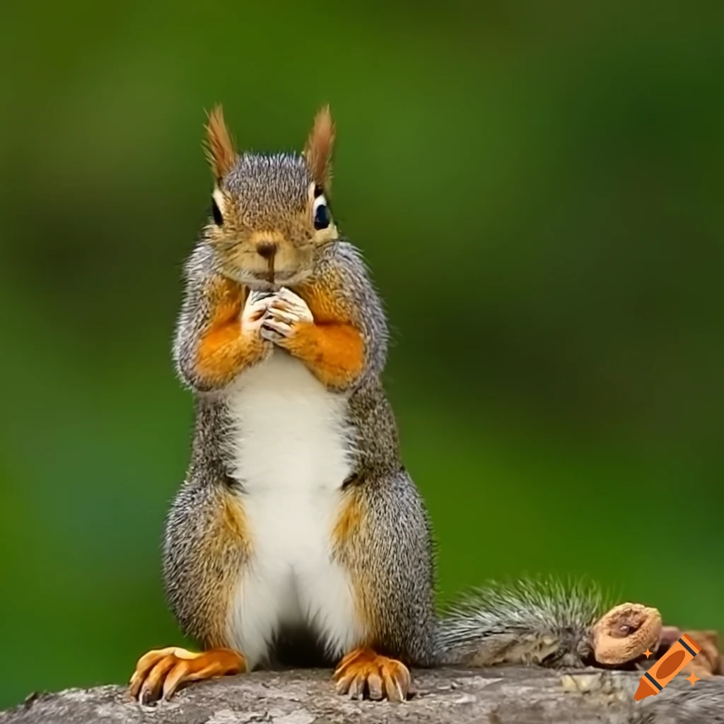 Squirrel holding nuts