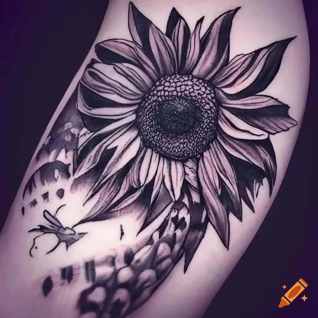 Sunflower and Butterfly Tattoos - Tattoo Design