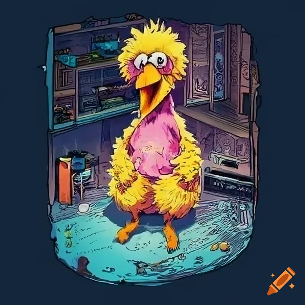 Retro game art of a bird smoking on Craiyon