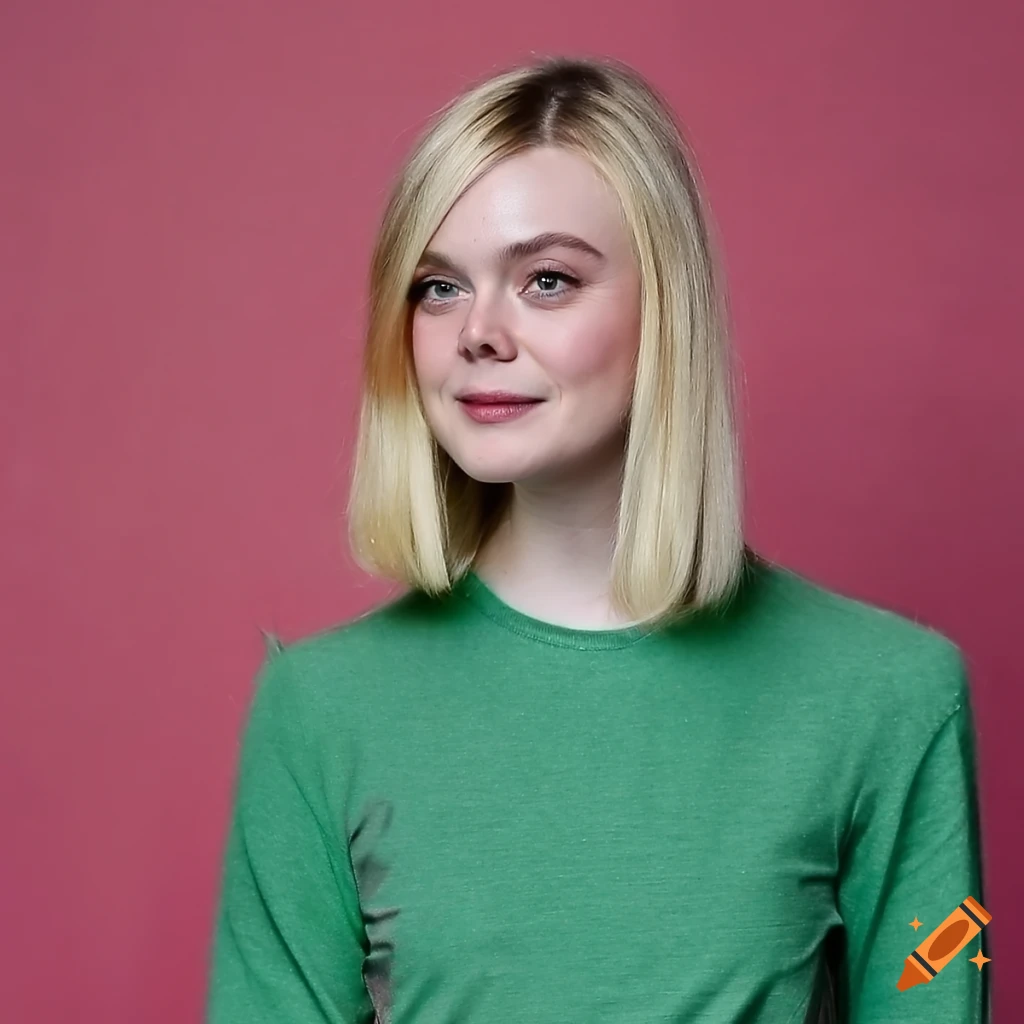 Elle Fanning With Straight Bob Haircut And Green T shirt elle-fanning-with-straight-bob-haircut-and-green-t-shirt