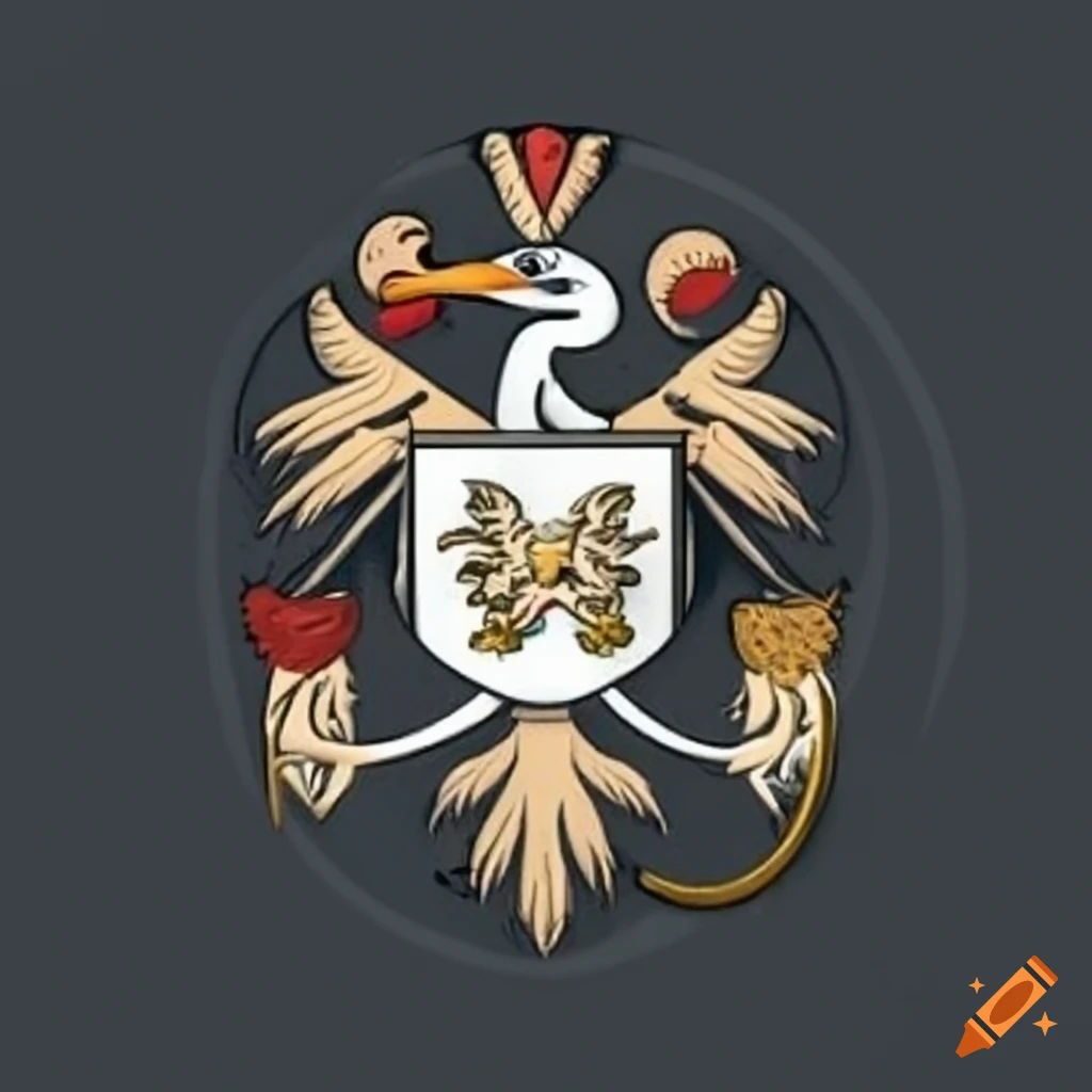 Coat of arms with a heron and two dogs on Craiyon