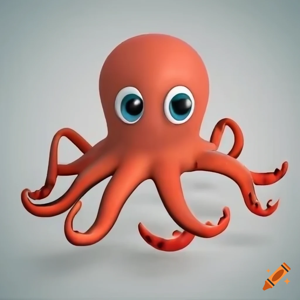 Cute and friendly 3d octopus character on Craiyon