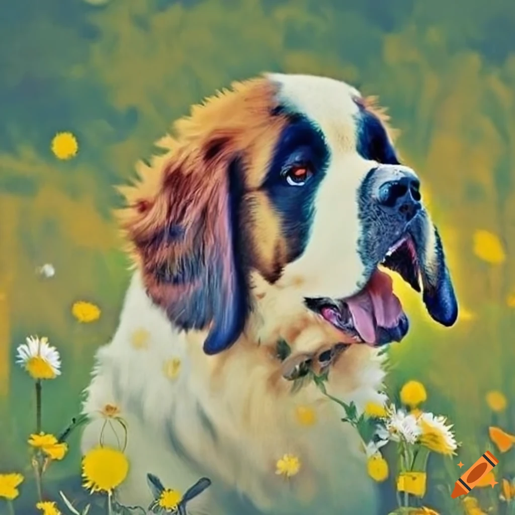 saint bernard dog in a meadow