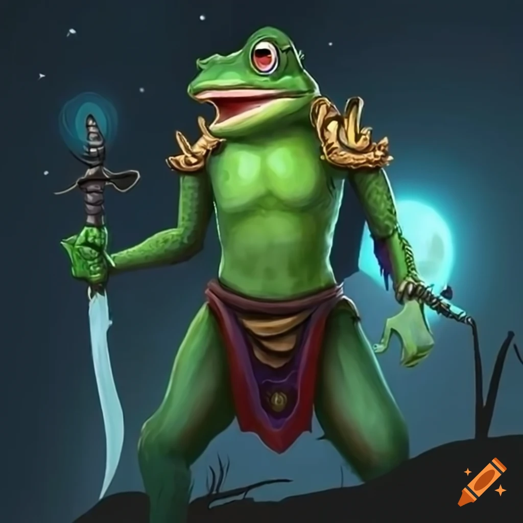 Image of a frog warrior with a sword on craiyon