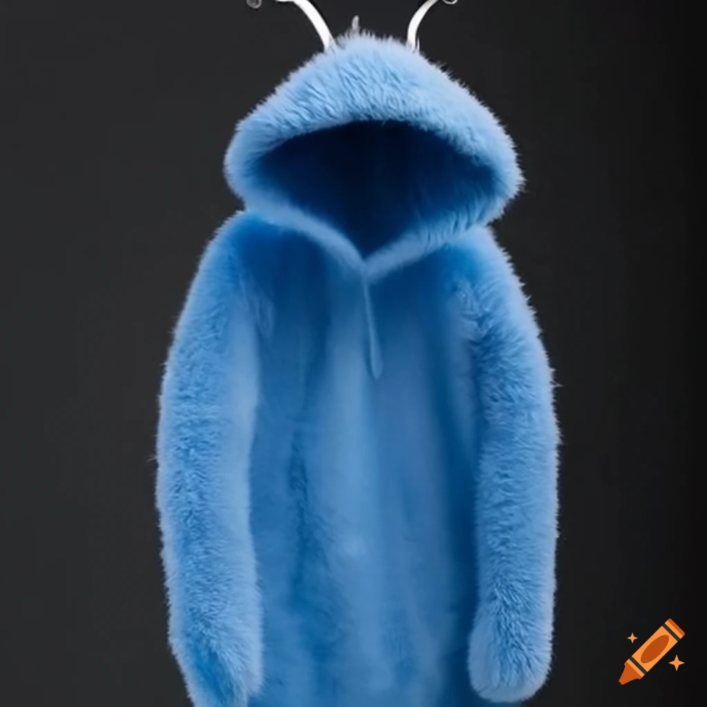 Light blue fluffy onesie hanging on a hook