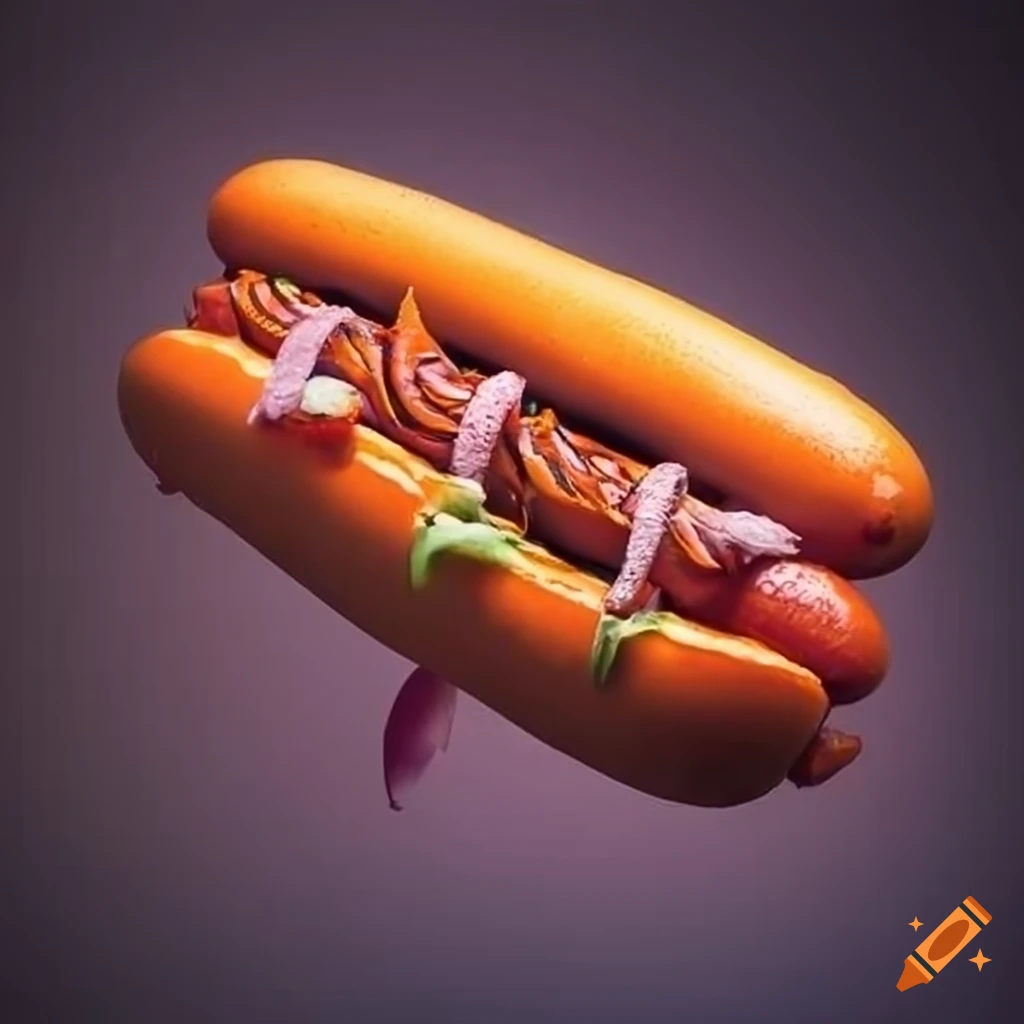 delicious dark orange fish hotdog