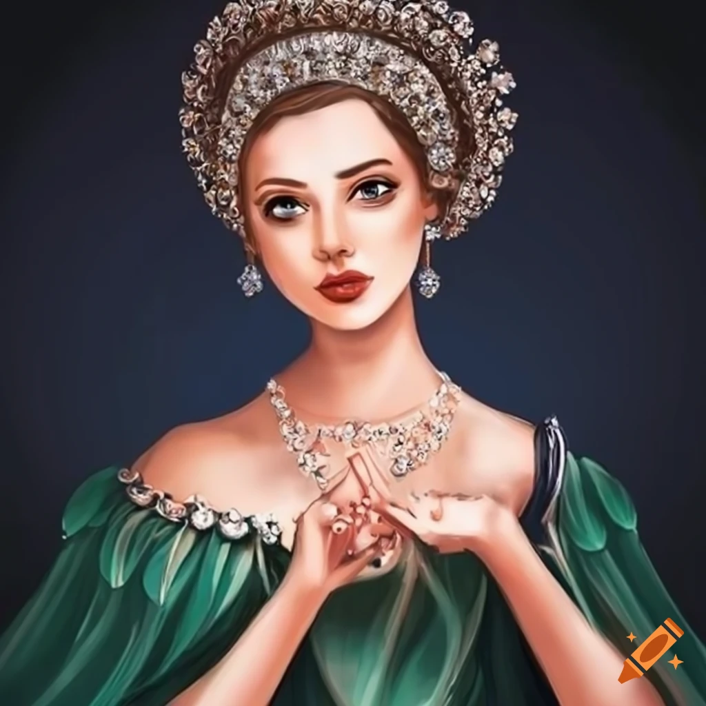 Portrait of a noble woman with a diamond necklace