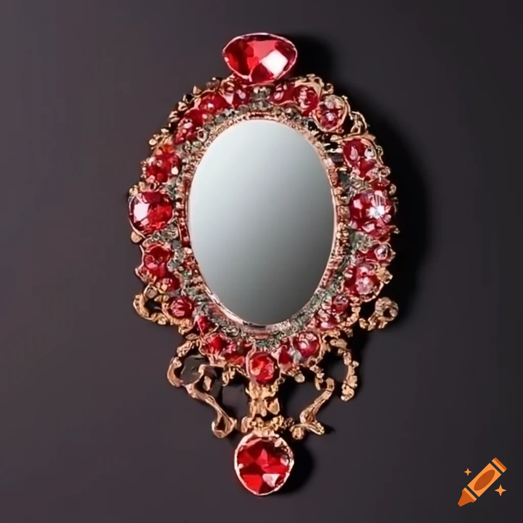 Hand mirror with red gems on Craiyon