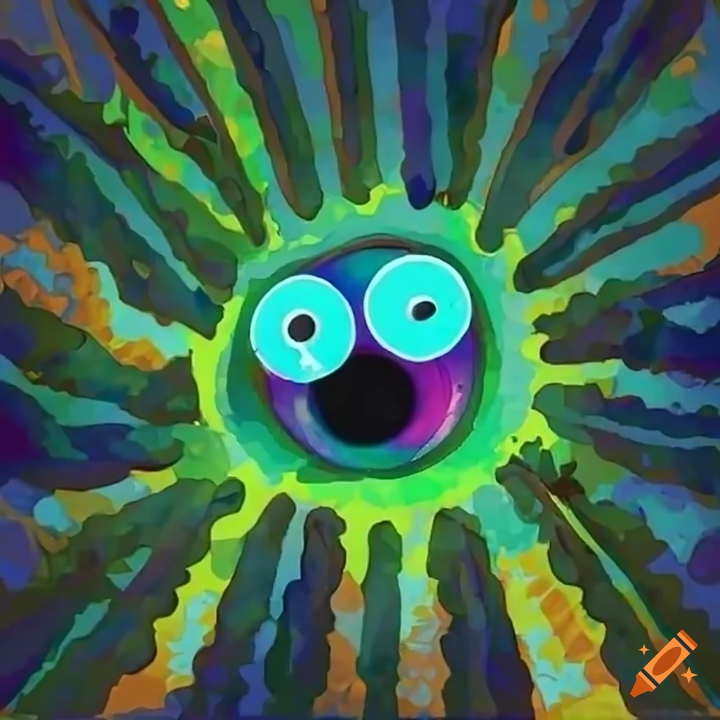 Glowing googly eyes in the forest on Craiyon