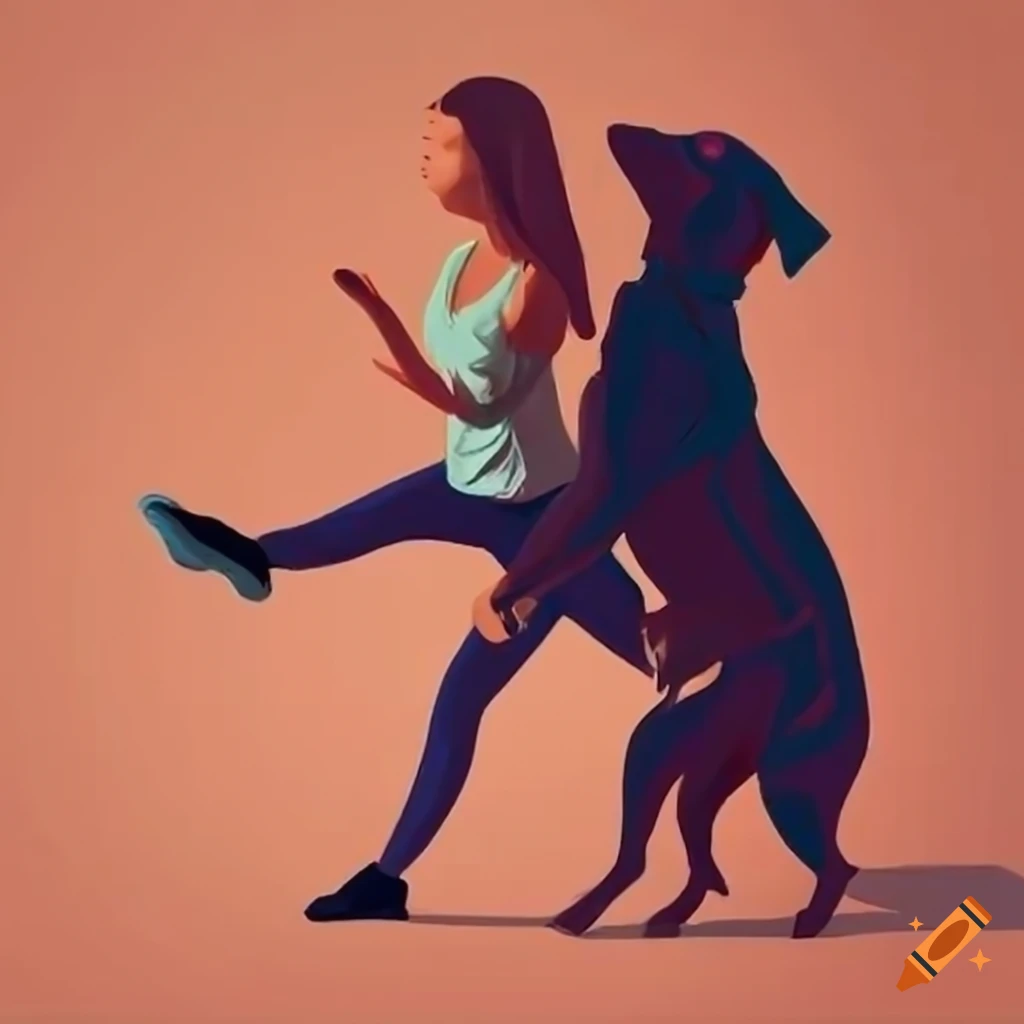 Woman running with her dog