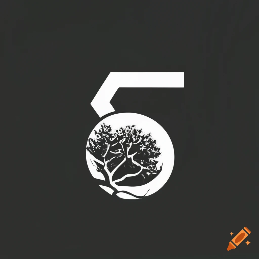 Elegant black and white vector logo design with rock, tree, and greek letter s on Craiyon