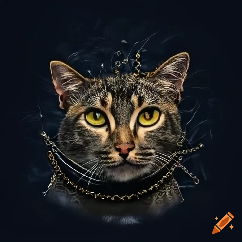 Cat wearing a bandana and gold chains on Craiyon