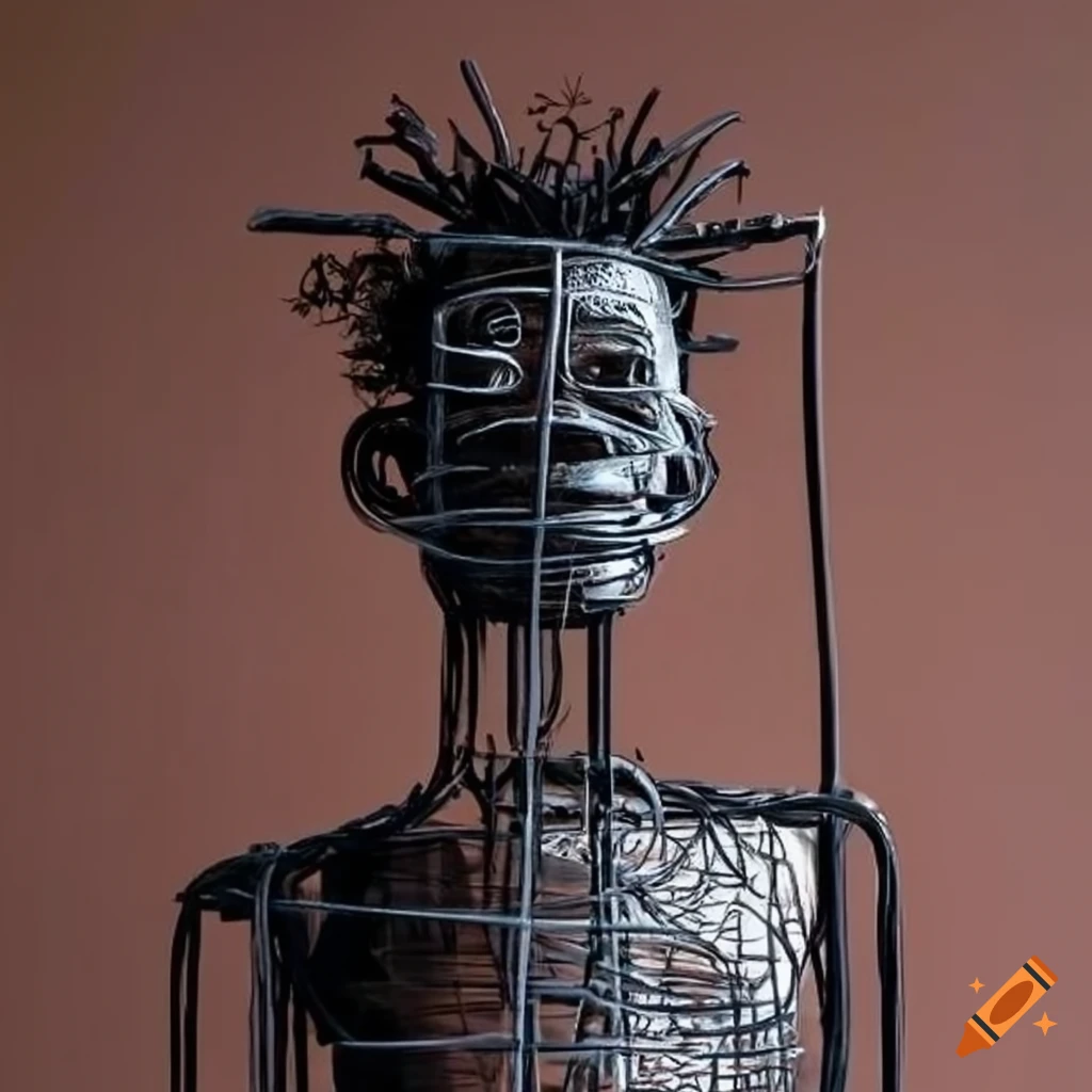 metal wire sculpture inspired by Jean-Michel Basquiat