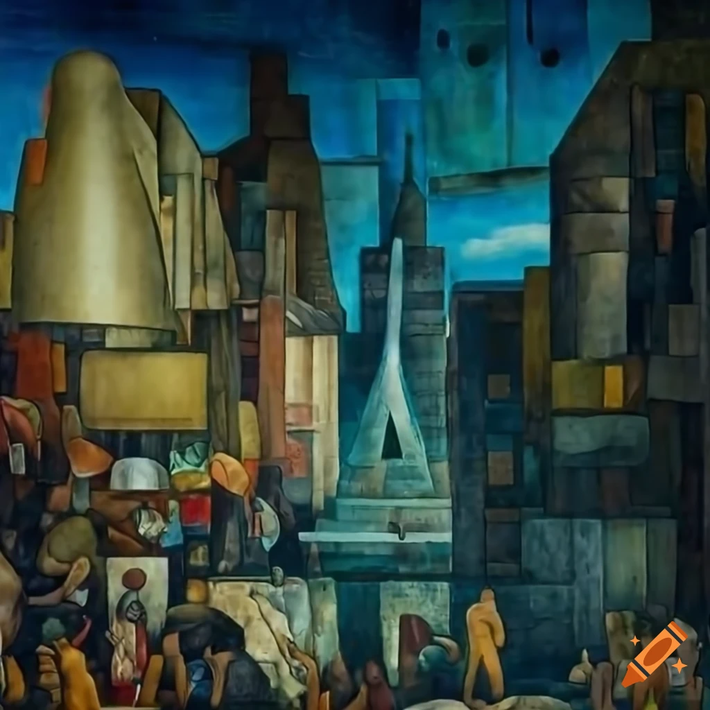 Futuristic mural inspired by H.G. Wells' The Time Machine on Craiyon