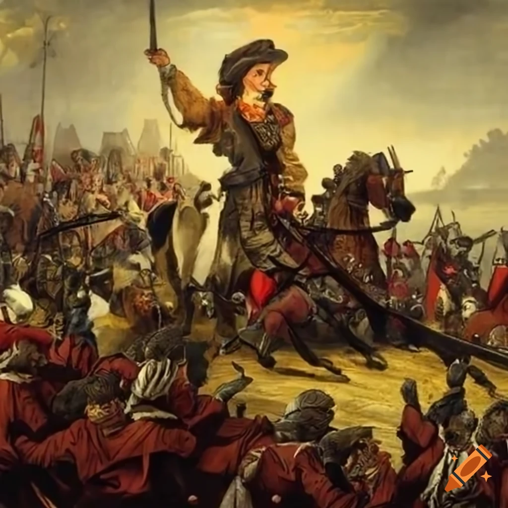 Caricature of gustavus adolphus in a mock battle