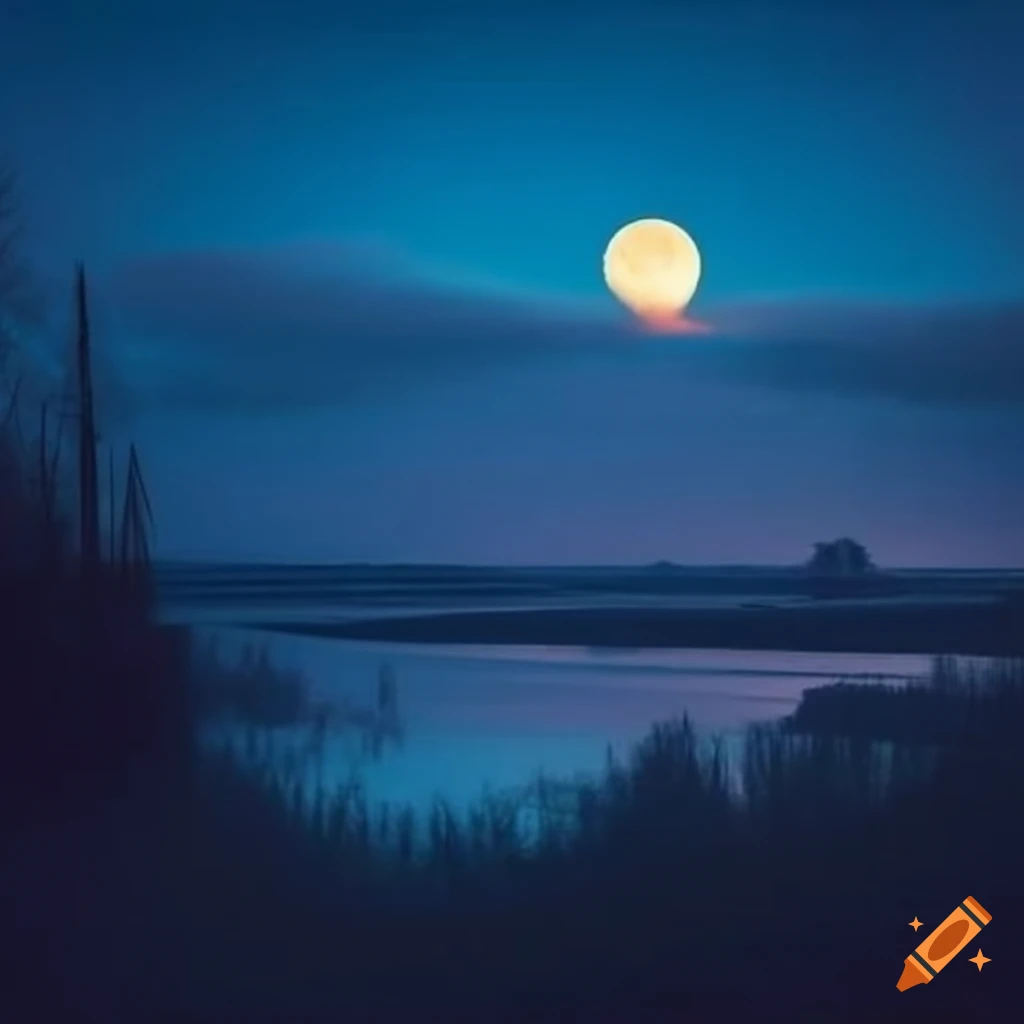 countryside at moonlit night