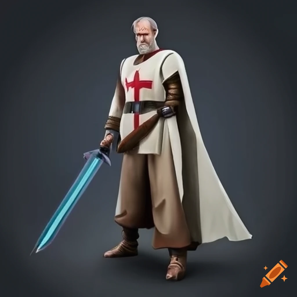 fusion of Nappa and Obi Wan Kenobi in templar armor