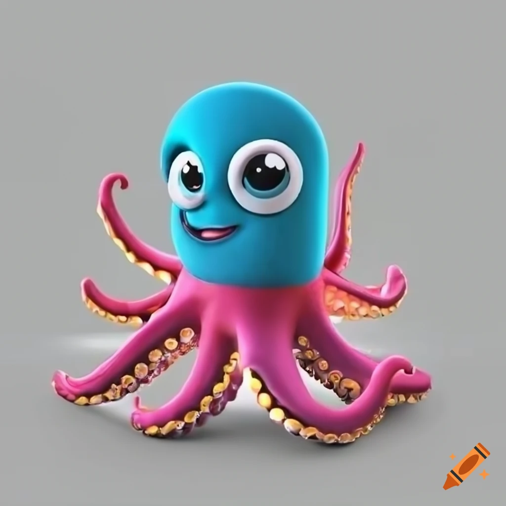 Cute and friendly 3d octopus character