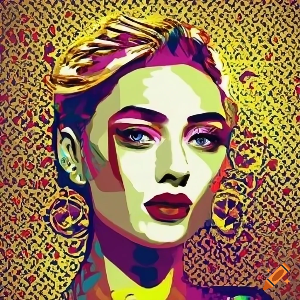 Pop art portrait with gold accents
