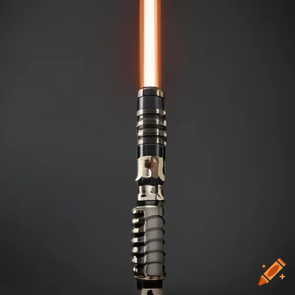 Detailed black lightsaber hilt with bronze accents