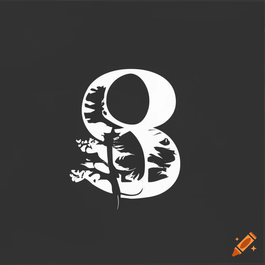 Black and white tree logo with letter s